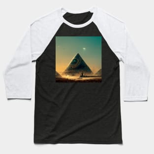 Alien Pyramid under UFOs Baseball T-Shirt